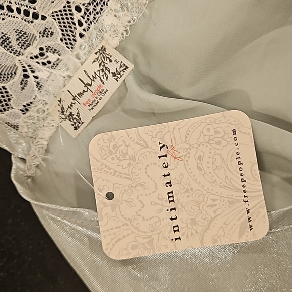 💕FREE PEOPLE💕 Sunset Shimmer Satin Midi Slipdress ~ Light Green Medium NWT - Picture 13 of 14